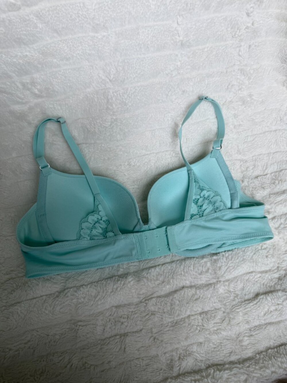 Maidenform 36B Push-Up & In Plunging Neckline Lace Bra Aqua DM9900 - Picture 4 of 12